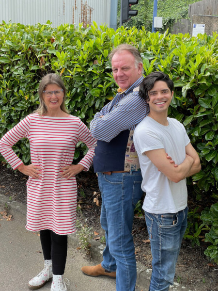 Sophie Aldred (Ace), Paul Clayton (Mr Colchester) and Manuel Pacific (Xavier) 