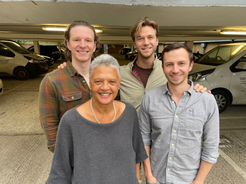 George Watkins (Eyrie 6), Angela Bruce (Brigadier Bambera), Wilf Scolding (Roman Krojac) and Alex Jordan (Sergeant Savarin)