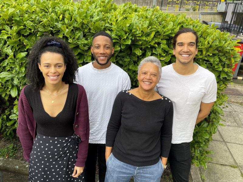 Yemisi Oyinloye (Dr Louise Rix), Jason Forbes (Baghead), Angela Bruce (Bambera) and Nathaniel Curtis (Dom McNeil)