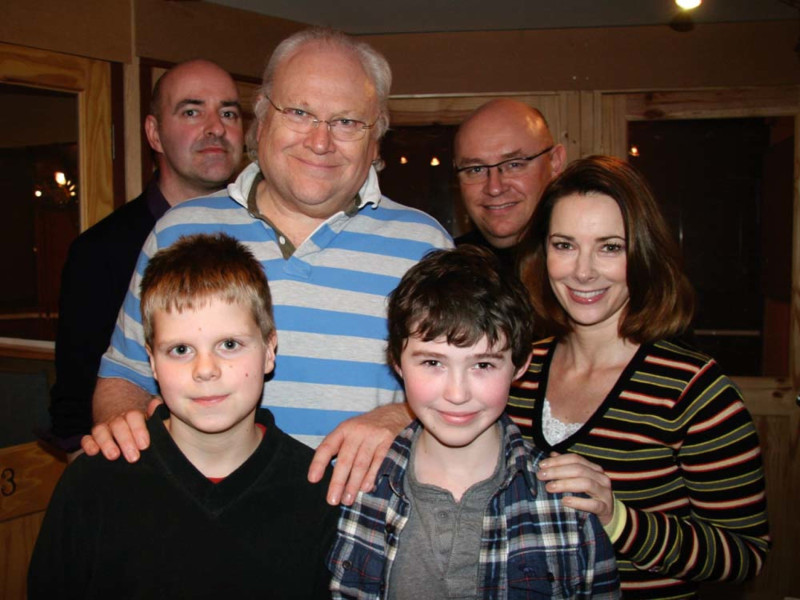 Nicholas Briggs, Colin Baker, Nicola Bryant, James George, William Townsend and Callum Witney Mills 