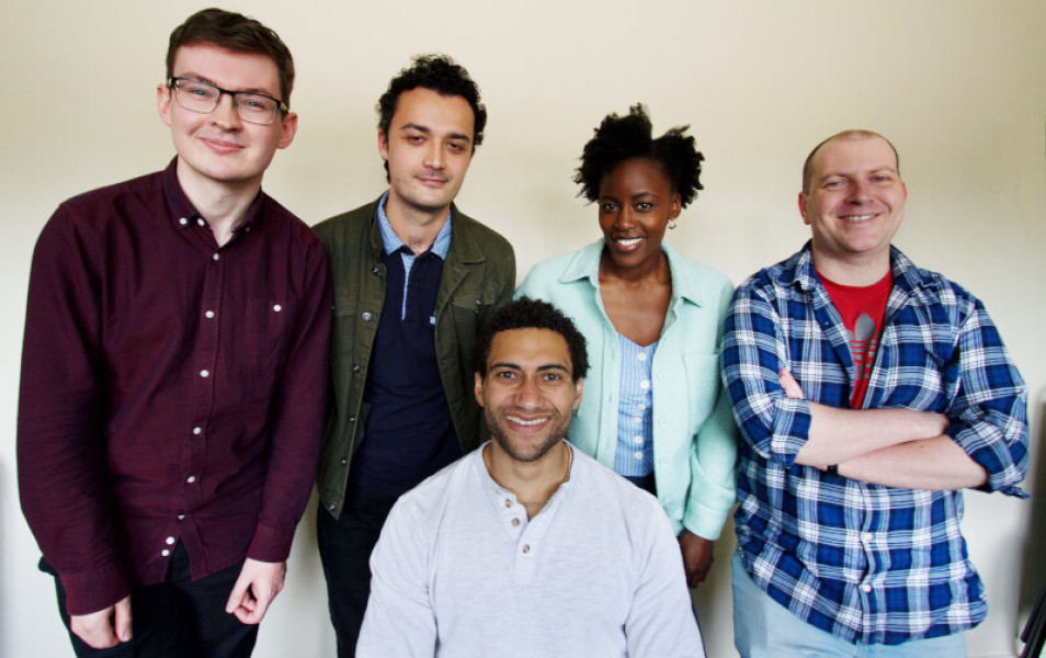 Script editor David Winfield, actors Callum Lloyd, Jonathan Hawkins and Gemma Knight Jones and writer Aaron Lamont © Lisa Bowerman