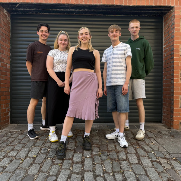 Kieran Devine, Ellie Carnaby, Emily Hurst, Tom Brace-Jenkins, and Peter Devlin