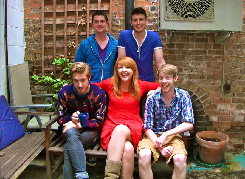 Producer Joseph Lidster and writer Scott Handcock with Arthur Darvill as Tad Collins, Katharine Mangold as Marie Olson and Antonio Rastelli as Benji the Clown