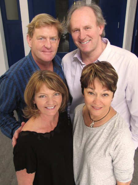 (Clockwise from top left) Mark Strickson, Peter Davison, Janet Fielding, Sarah Sutton
