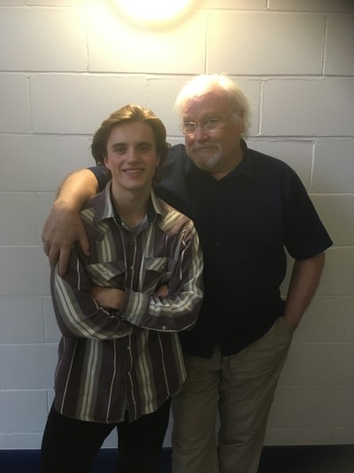 George Sear and Colin Baker in studio